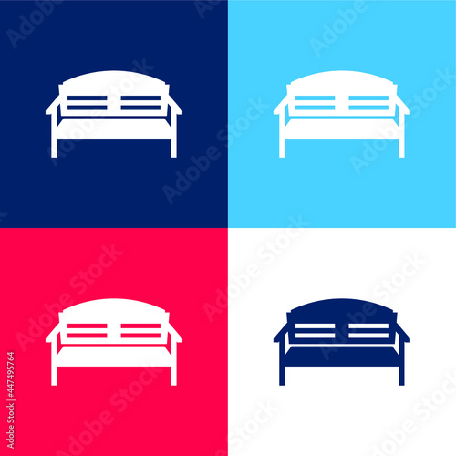 Bench blue and red four color minimal icon set