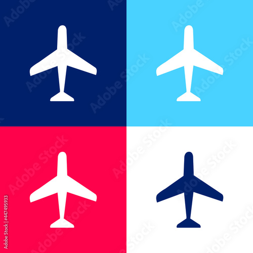 Airplane blue and red four color minimal icon set