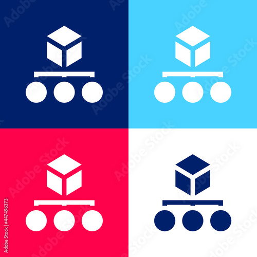Algorithm blue and red four color minimal icon set