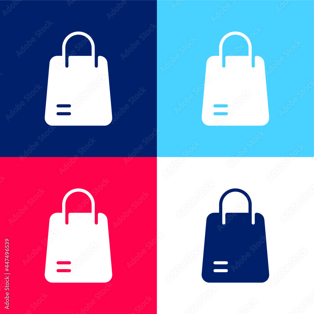 Bag blue and red four color minimal icon set Bag blue and red four color minimal icon set