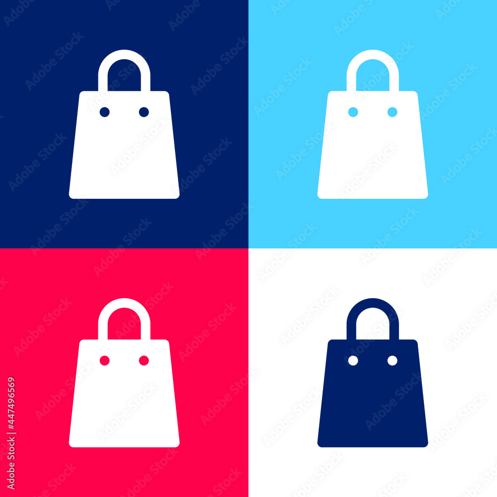 Bag blue and red four color minimal icon set Bag blue and red four color minimal icon set