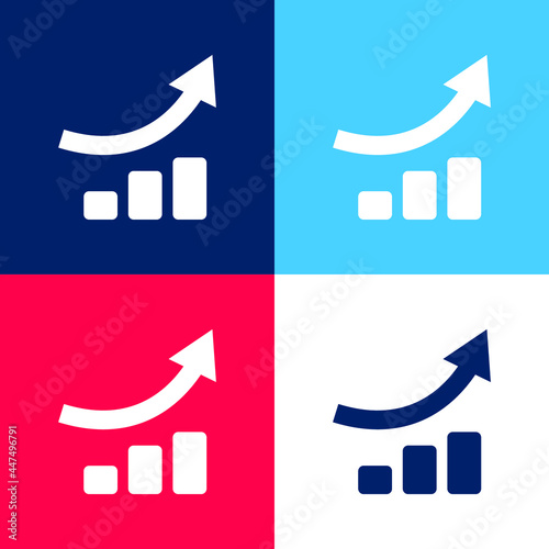 Ascendant Business Graphic blue and red four color minimal icon set