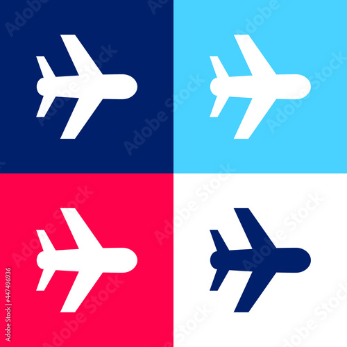 Aeroplane blue and red four color minimal icon set