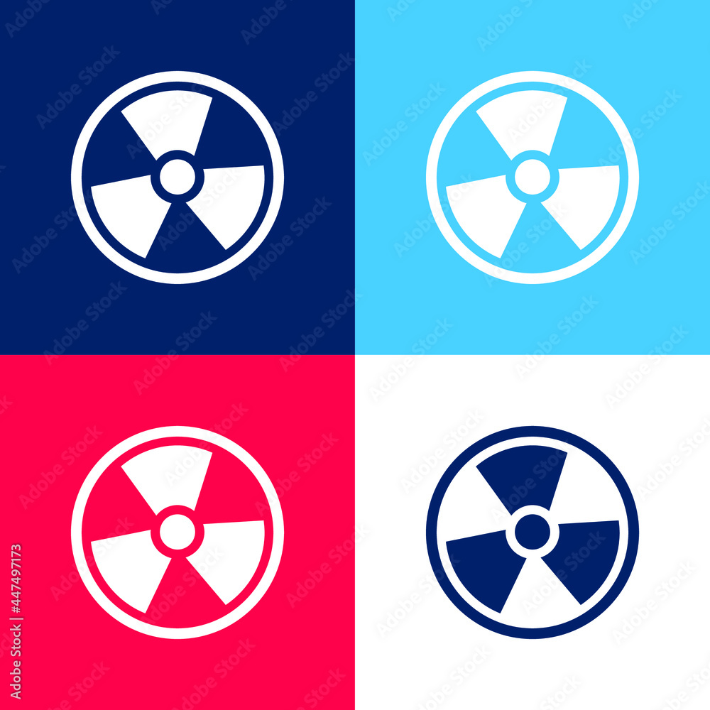 Alert Sign blue and red four color minimal icon set