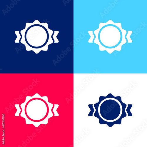 Award Belt Shape blue and red four color minimal icon set