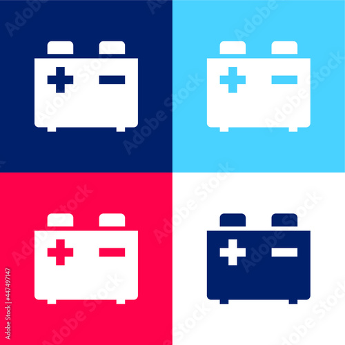 Battery blue and red four color minimal icon set