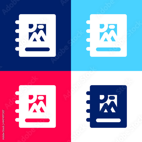 Album blue and red four color minimal icon set