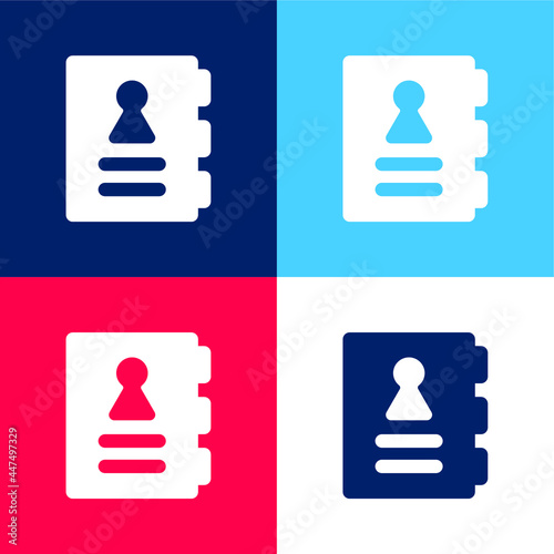 Agenda blue and red four color minimal icon set