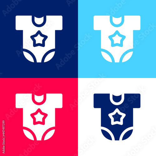 Baby Clothing blue and red four color minimal icon set