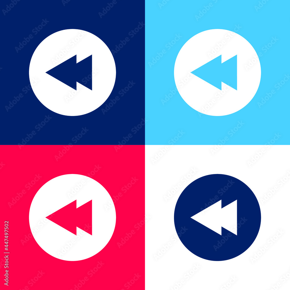Backward blue and red four color minimal icon set Backward blue and red four color minimal icon set