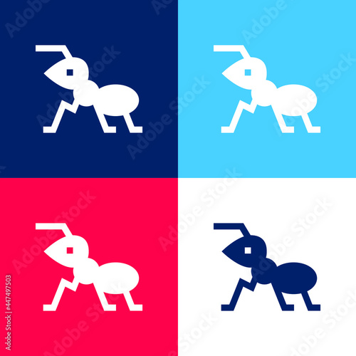 Ant blue and red four color minimal icon set