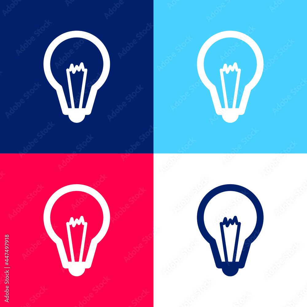 Big Light Bulb blue and red four color minimal icon set Big Light Bulb blue and red four color minimal icon set