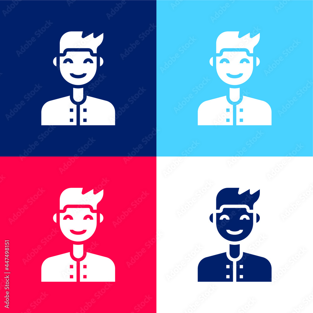 Boy blue and red four color minimal icon set Boy blue and red four color minimal icon set