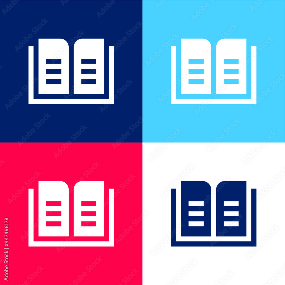 Book blue and red four color minimal icon set Book blue and red four color minimal icon set