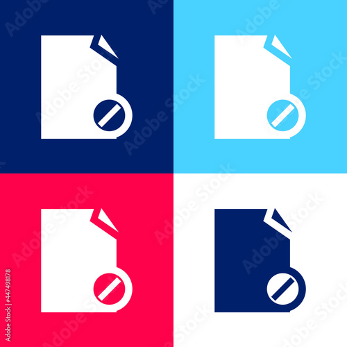 Block File Symbol blue and red four color minimal icon set