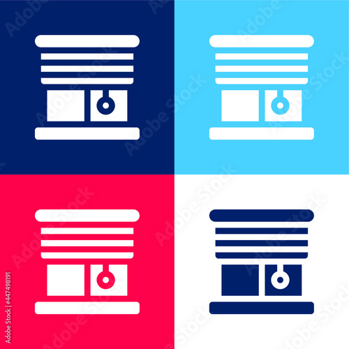 Blinds blue and red four color minimal icon set