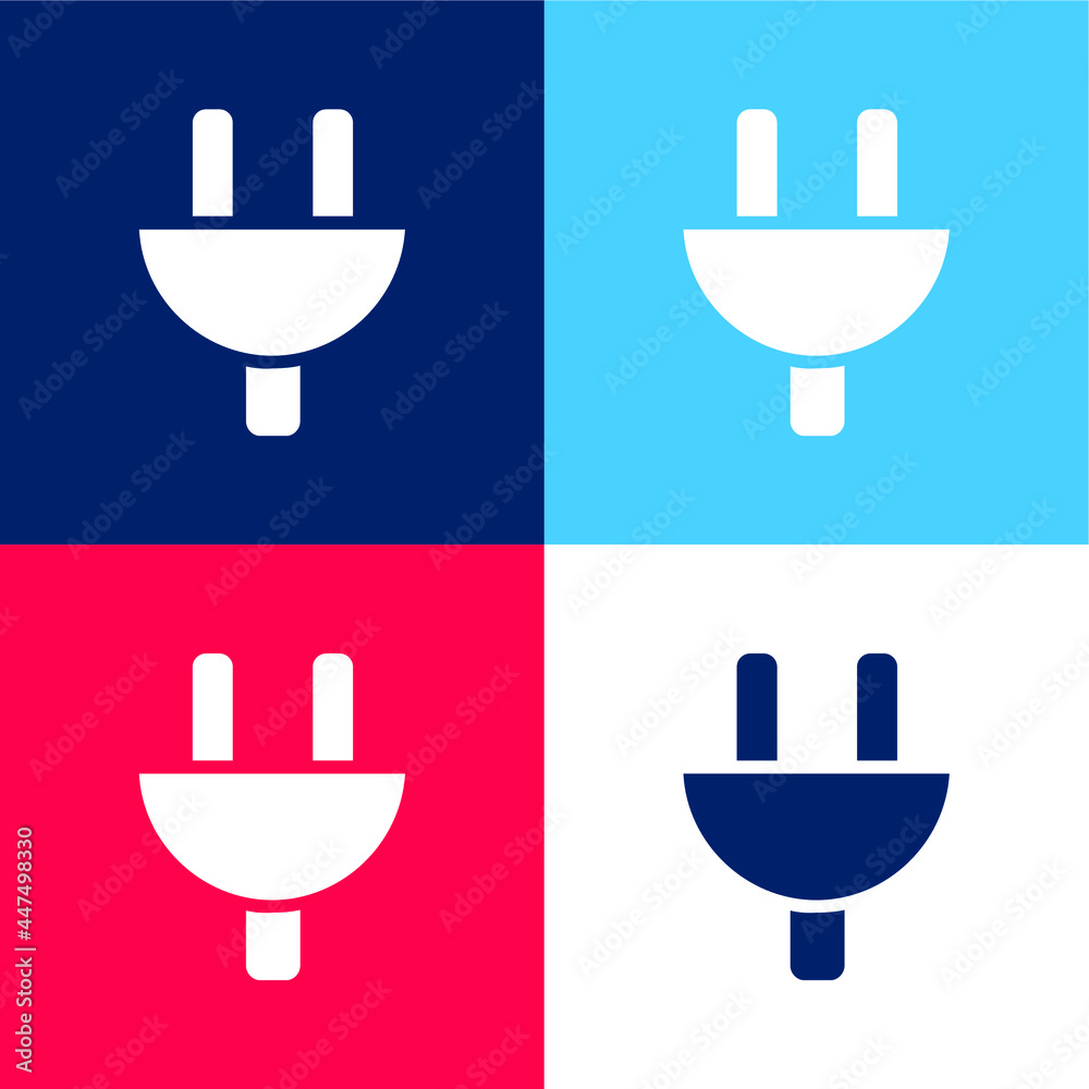 Black Plug Head blue and red four color minimal icon set Black Plug Head blue and red four color minimal icon set