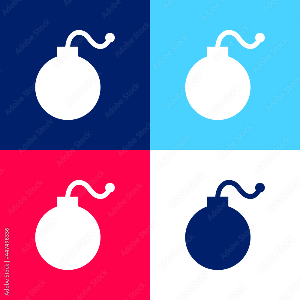 Bomb blue and red four color minimal icon set Bomb blue and red four color minimal icon set