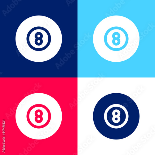Billiard blue and red four color minimal icon set