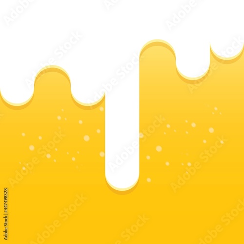 vector beer background with white foam and bubbles. light beer poster design template