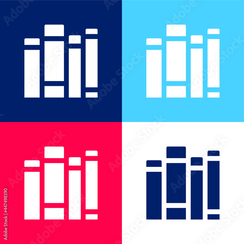 Book blue and red four color minimal icon set