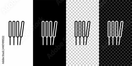 Set line Aroma sticks, incense, aromas icon isolated on black and white background. Vector