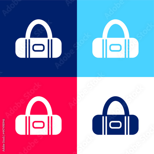 Bag blue and red four color minimal icon set