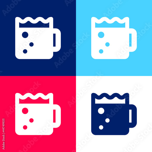 Beer blue and red four color minimal icon set