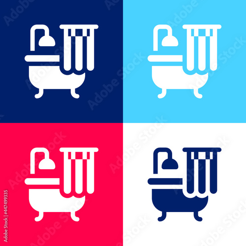 Bathtub blue and red four color minimal icon set