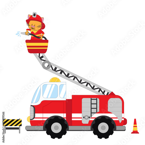 Wallpaper Mural Firefighter cat cartoon character vector illustration on white background Torontodigital.ca