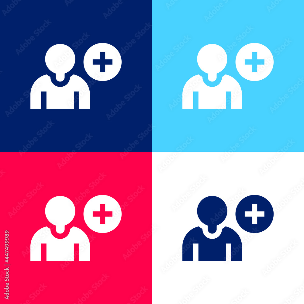 Add Friend blue and red four color minimal icon set Add Friend blue and red four color minimal icon set