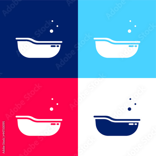 Baby Tub blue and red four color minimal icon set