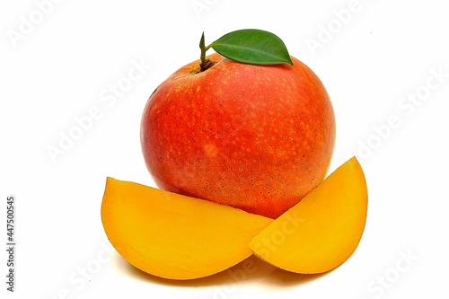 mango apple ripe fruit yellow flesh on white background