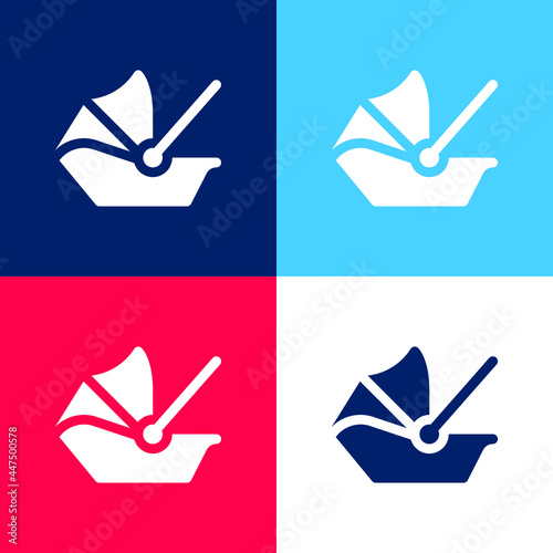 Baby Carrier blue and red four color minimal icon set