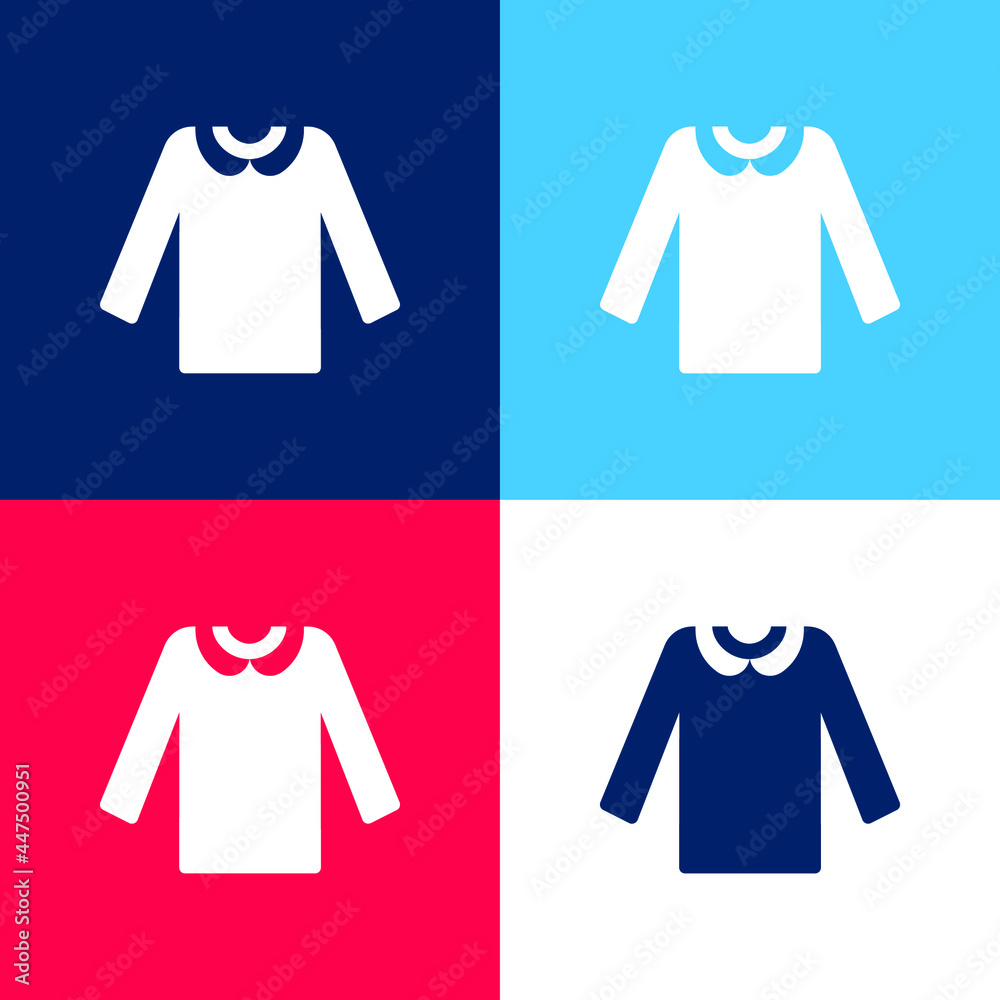 Blouse blue and red four color minimal icon set Blouse blue and red four color minimal icon set