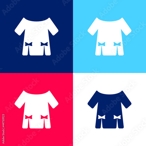 Blouse With Two Ribbons blue and red four color minimal icon set