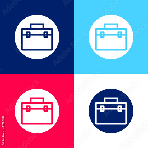 Briefcase blue and red four color minimal icon set