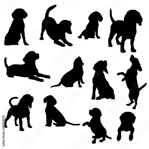 Beagle dog Silhouette Action Vector Illustration Eps 10
