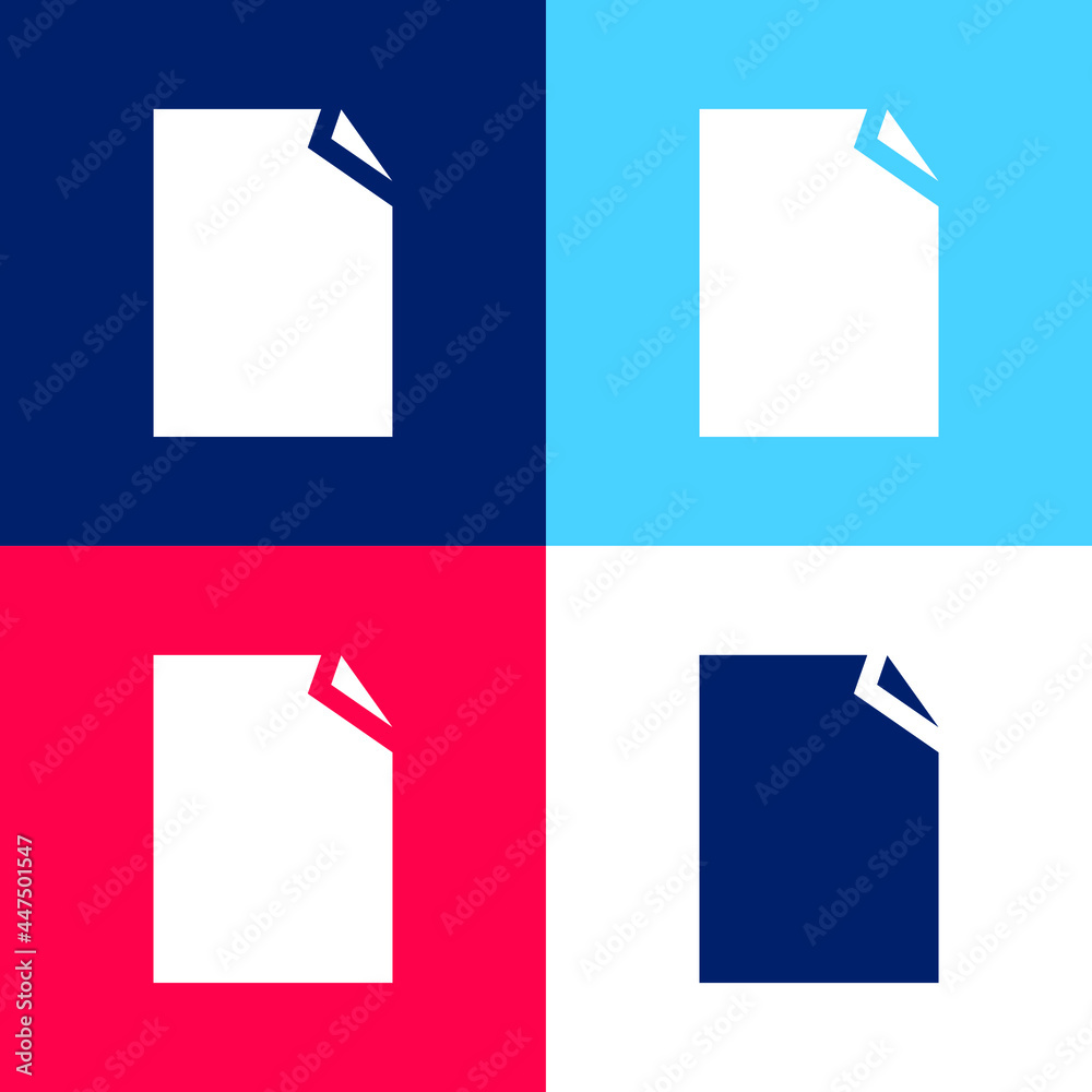 Black Paper Symbol blue and red four color minimal icon set