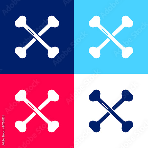 Bone blue and red four color minimal icon set