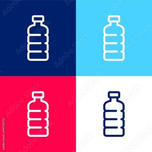 Bottle Of Water blue and red four color minimal icon set