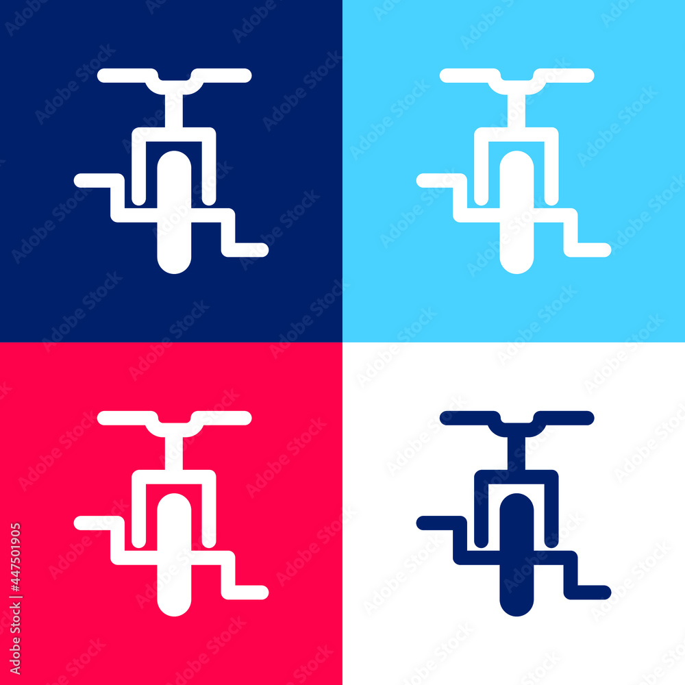 Bicycle blue and red four color minimal icon set Bicycle blue and red four color minimal icon set