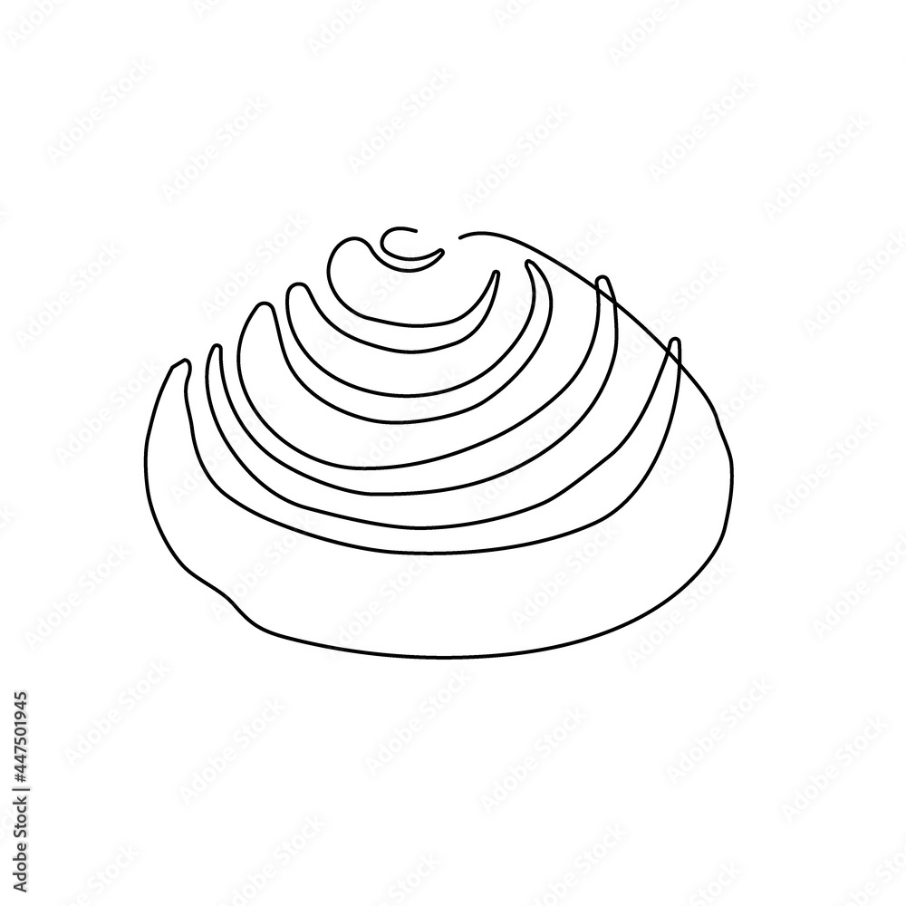 Cinnabon bun one line art. Continuous line drawing of cake, butter roll. Cinnabon bun one line art. Continuous line drawing of cake, butter roll.
