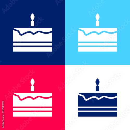 Birthday Cake blue and red four color minimal icon set