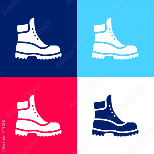 Boot blue and red four color minimal icon set