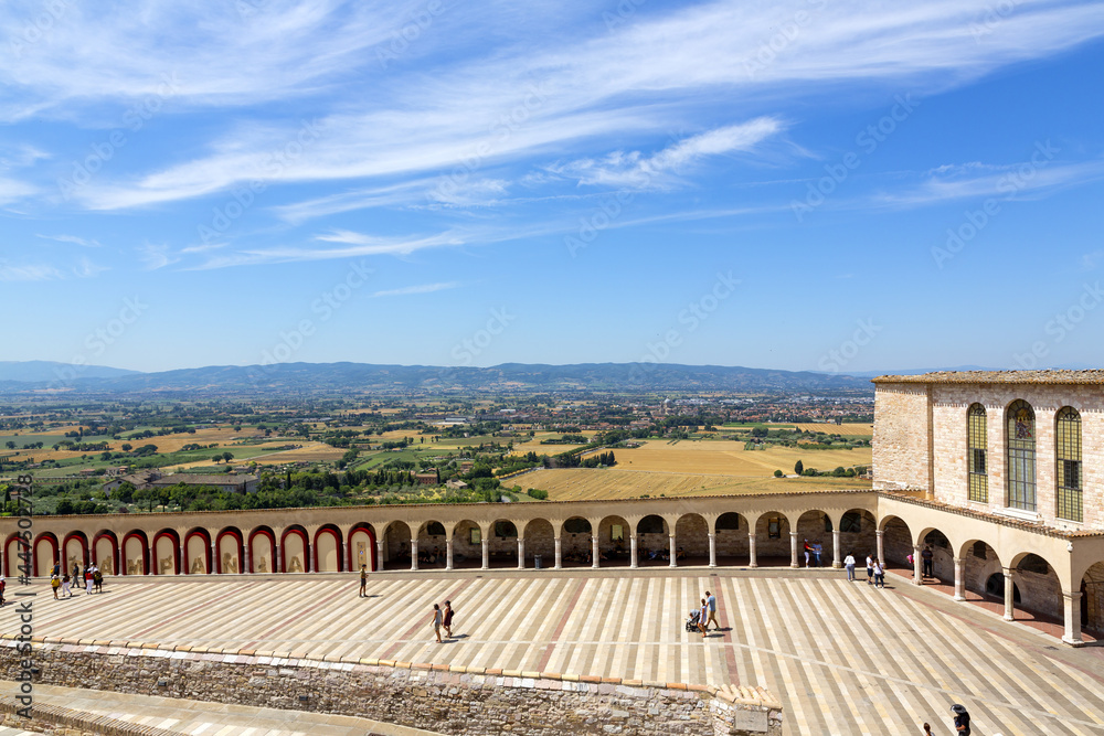 Aerial view of Assisi from the Basilica of San Francesco
