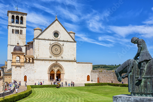 Beautiful exterior view of the famous Papal Basilica of St. Francis of Assisi