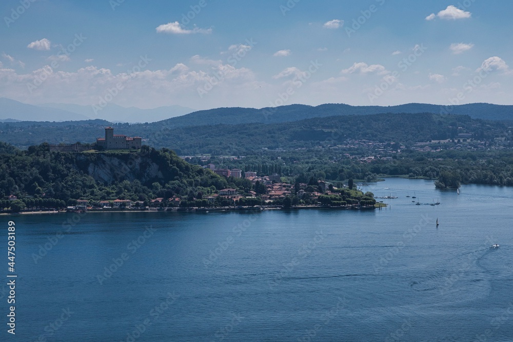 panoramic photos of Lake Maggiore on a hot summer day in July