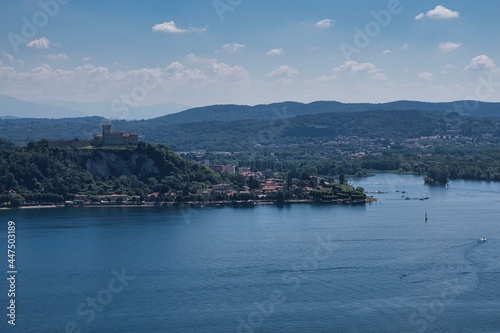 panoramic photos of Lake Maggiore on a hot summer day in July