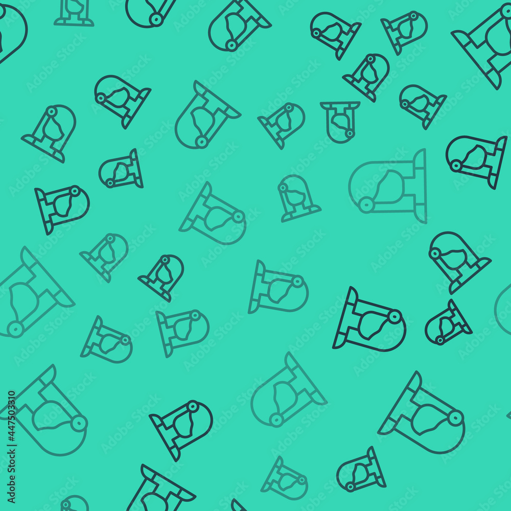 Black line Portrait of Spanish woman icon isolated seamless pattern on green background. Vector Black line Portrait of Spanish woman icon isolated seamless pattern on green background. Vector